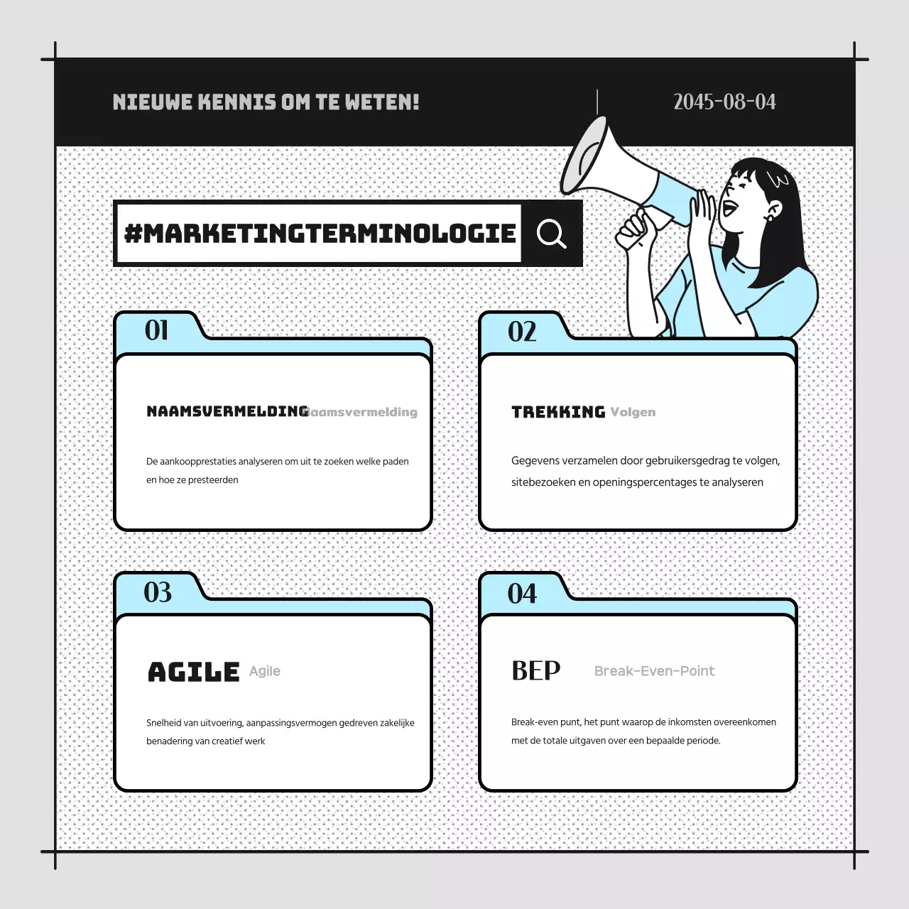 Een lichtblauwe cartoonnieuwsbrief promoten