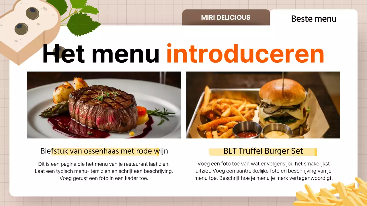 Gele, schone restaurantproducten promoten