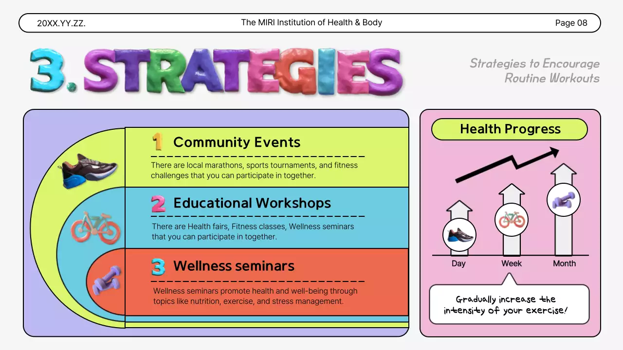 다채로운 대담한 피트니스 가이드라인 프레젠테이션