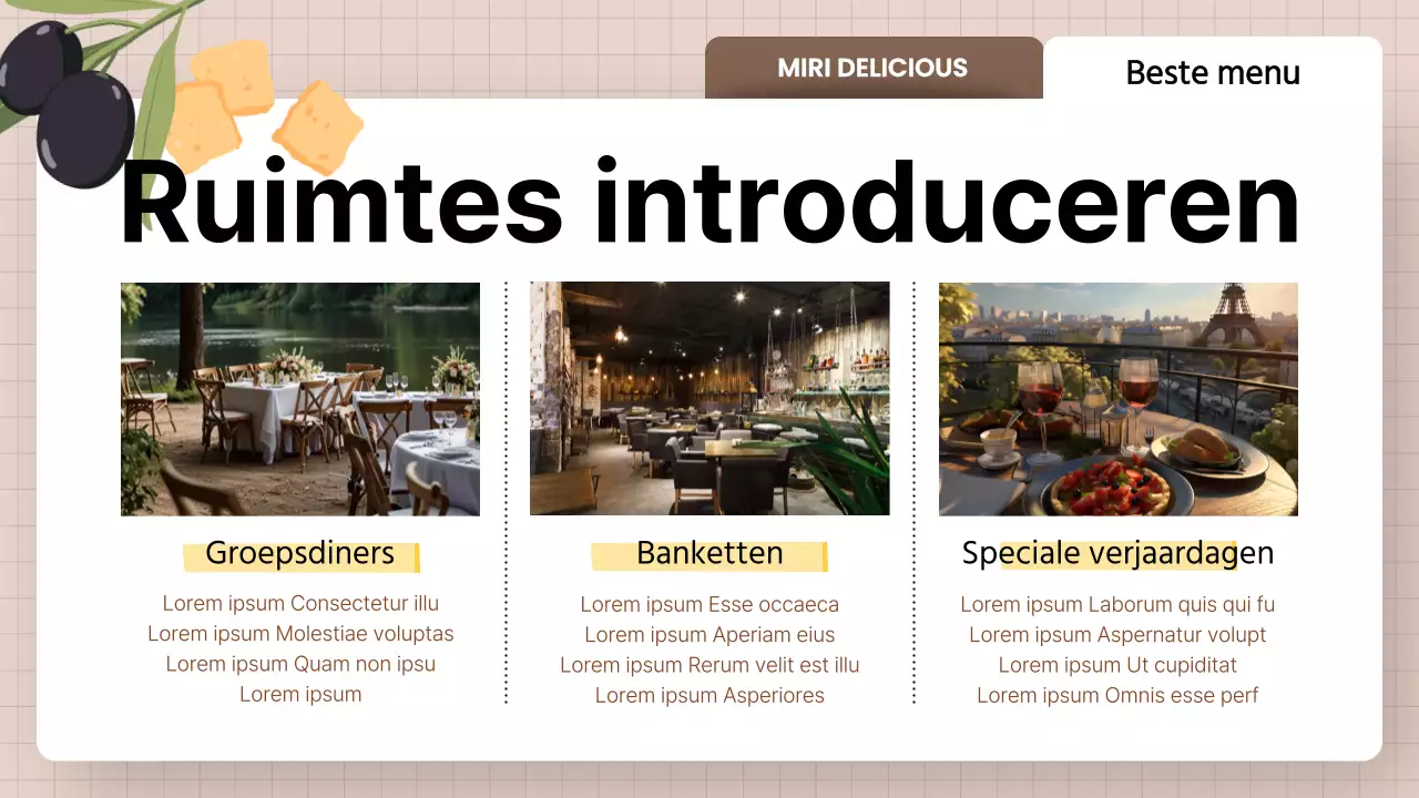 Gele, schone restaurantproducten promoten