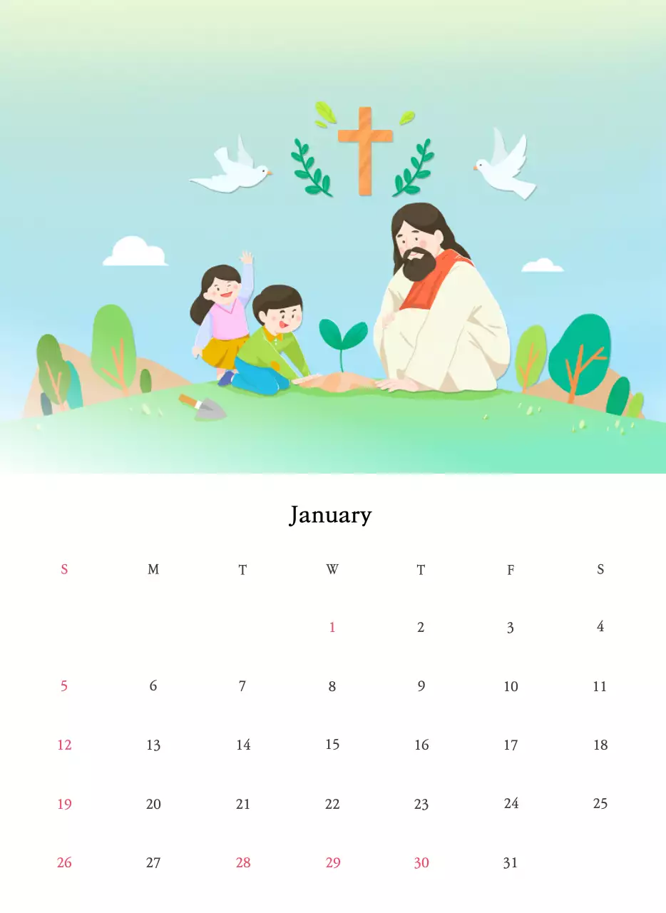 Warna-warna hangatGereja dengan ilustrasi yang lucu