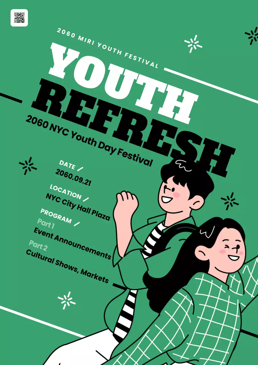 Green Modern Youth Event Promotion Poster