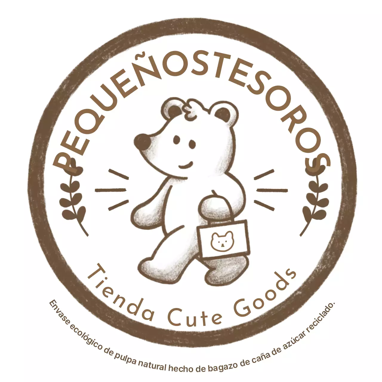Lindo osito de peluche lápiz de color dibujado a mano emblema de tienda de artículos