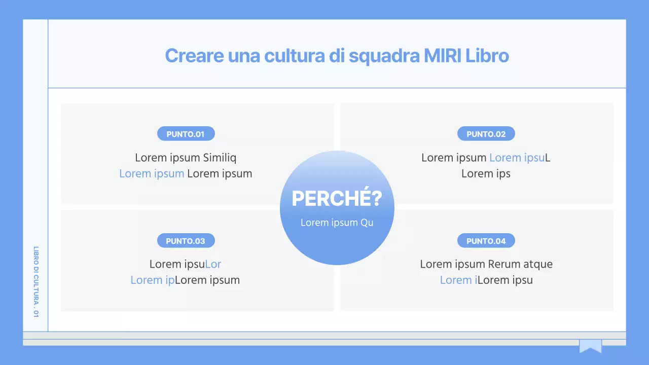 Una guida per un libro di cultura aziendale semplice e di colore blu chiaro