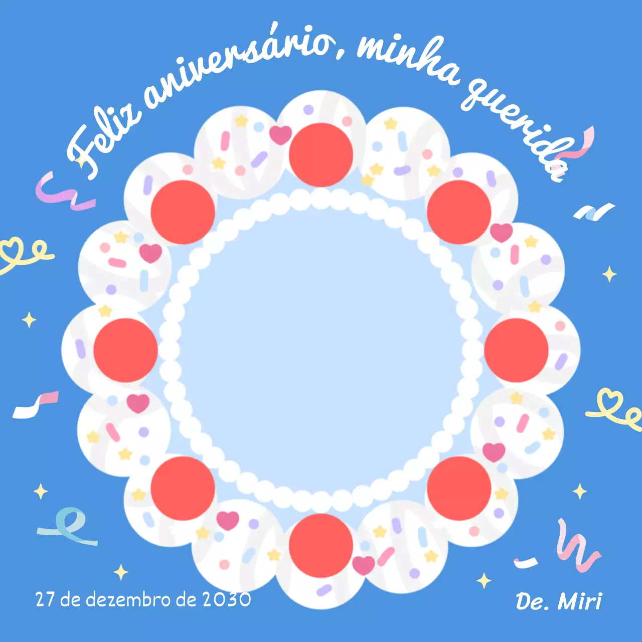 Bloco de notas adorável em azul e vermelho para o bolo de aniversário