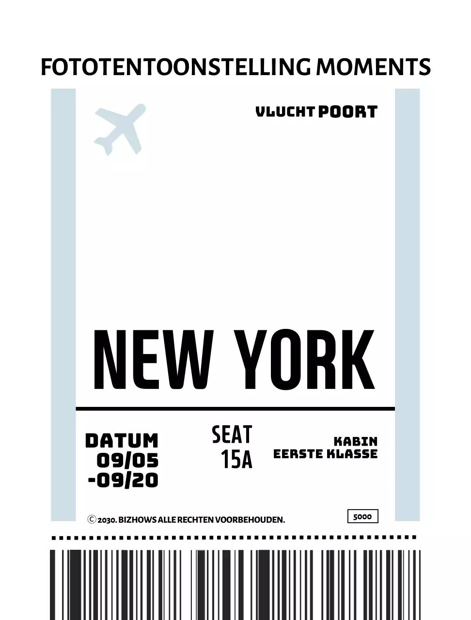 Eenvoudige bladwijzer in de vorm van een vliegticket