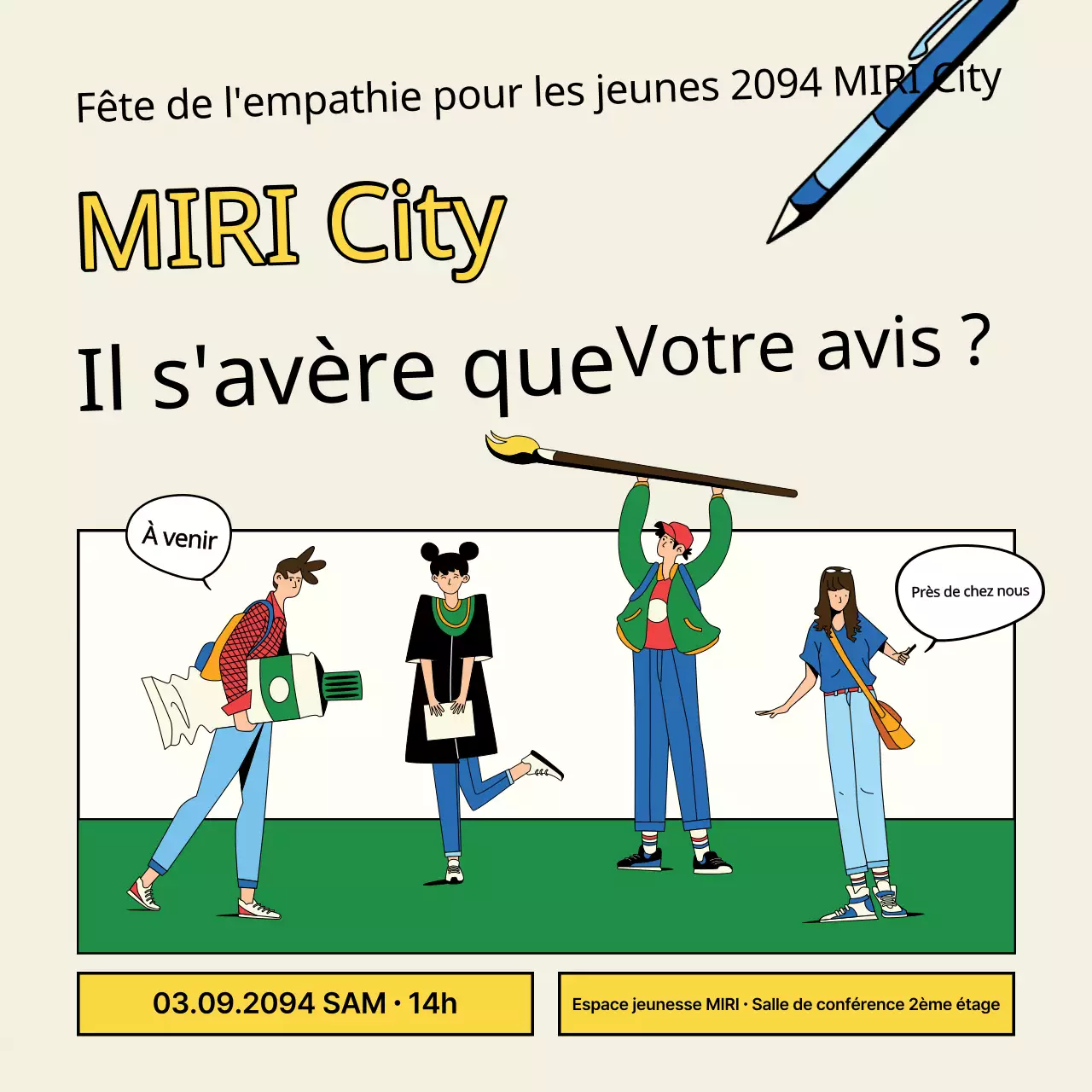 Promouvoir une fête kitsch jaune et verte pour la mise en réseau des jeunes