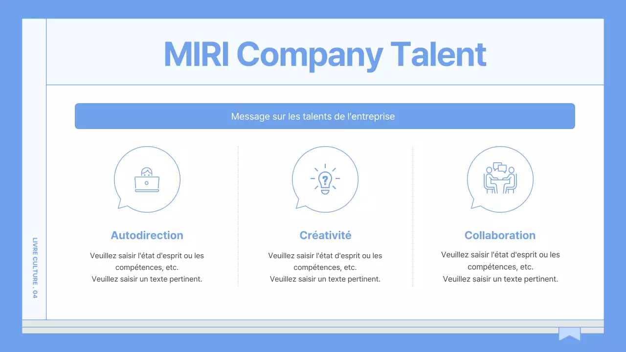 Un guide pour un livre de culture d'entreprise simple et bleu clair