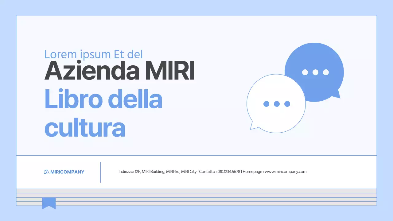 Una guida per un libro di cultura aziendale semplice e di colore blu chiaro