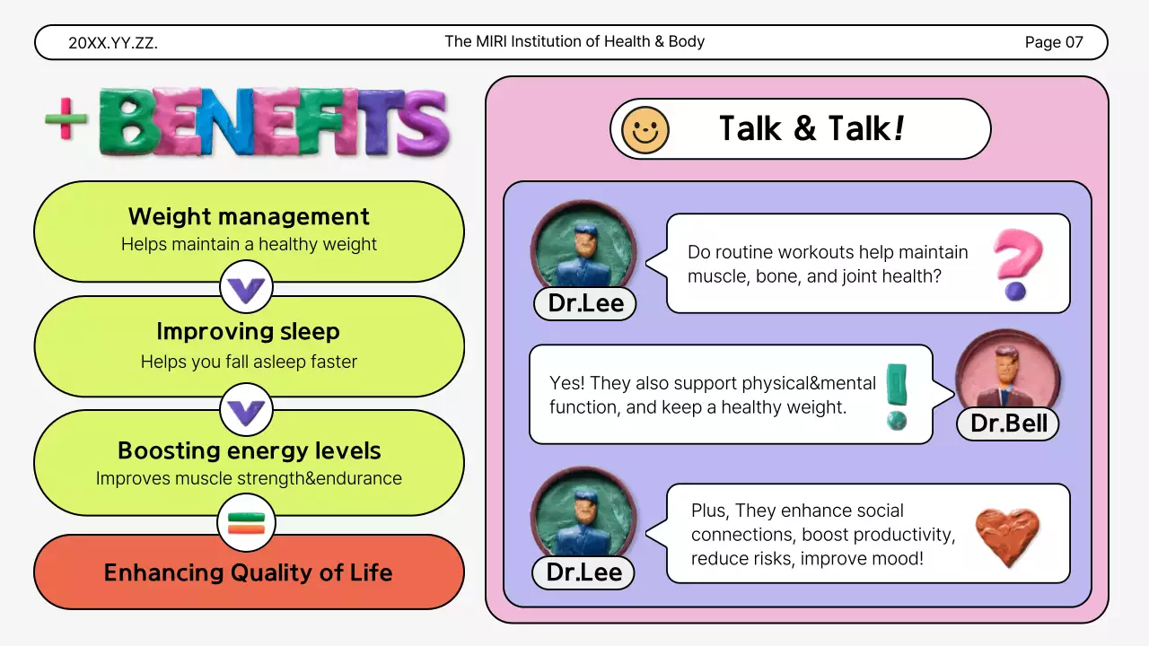 다채로운 대담한 피트니스 가이드라인 프레젠테이션