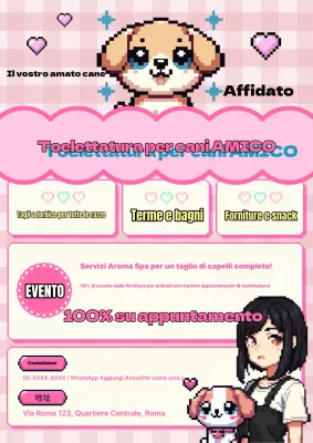 Salone di toelettatura per cani rosa retrò