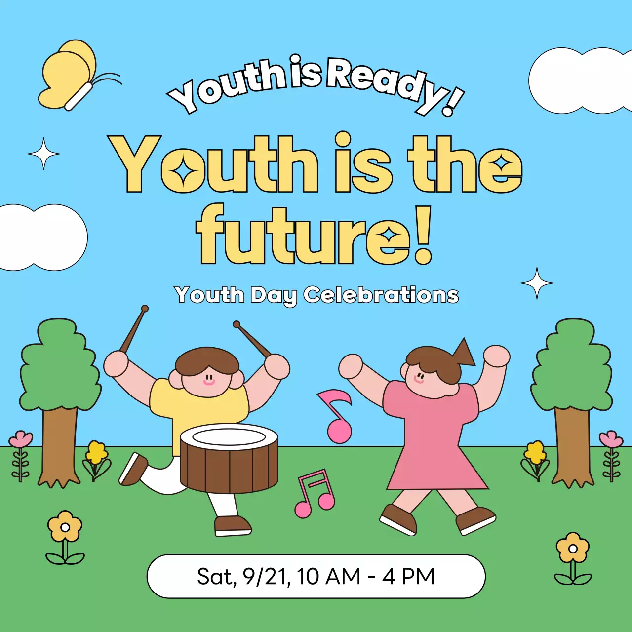 블루 심플 청소년 이벤트 소셜 미디어 게시물