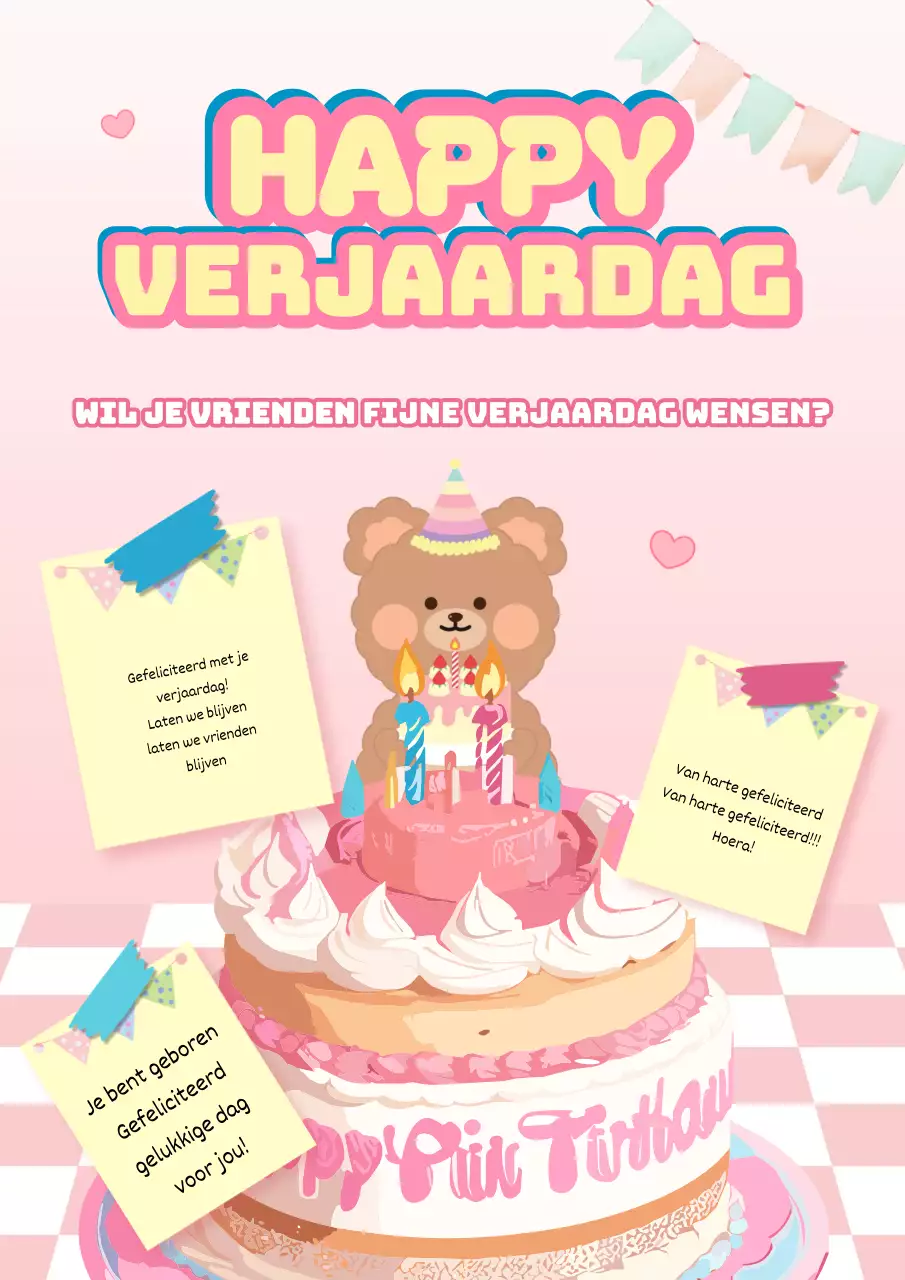 Een roze gezellig verjaardagsfeest