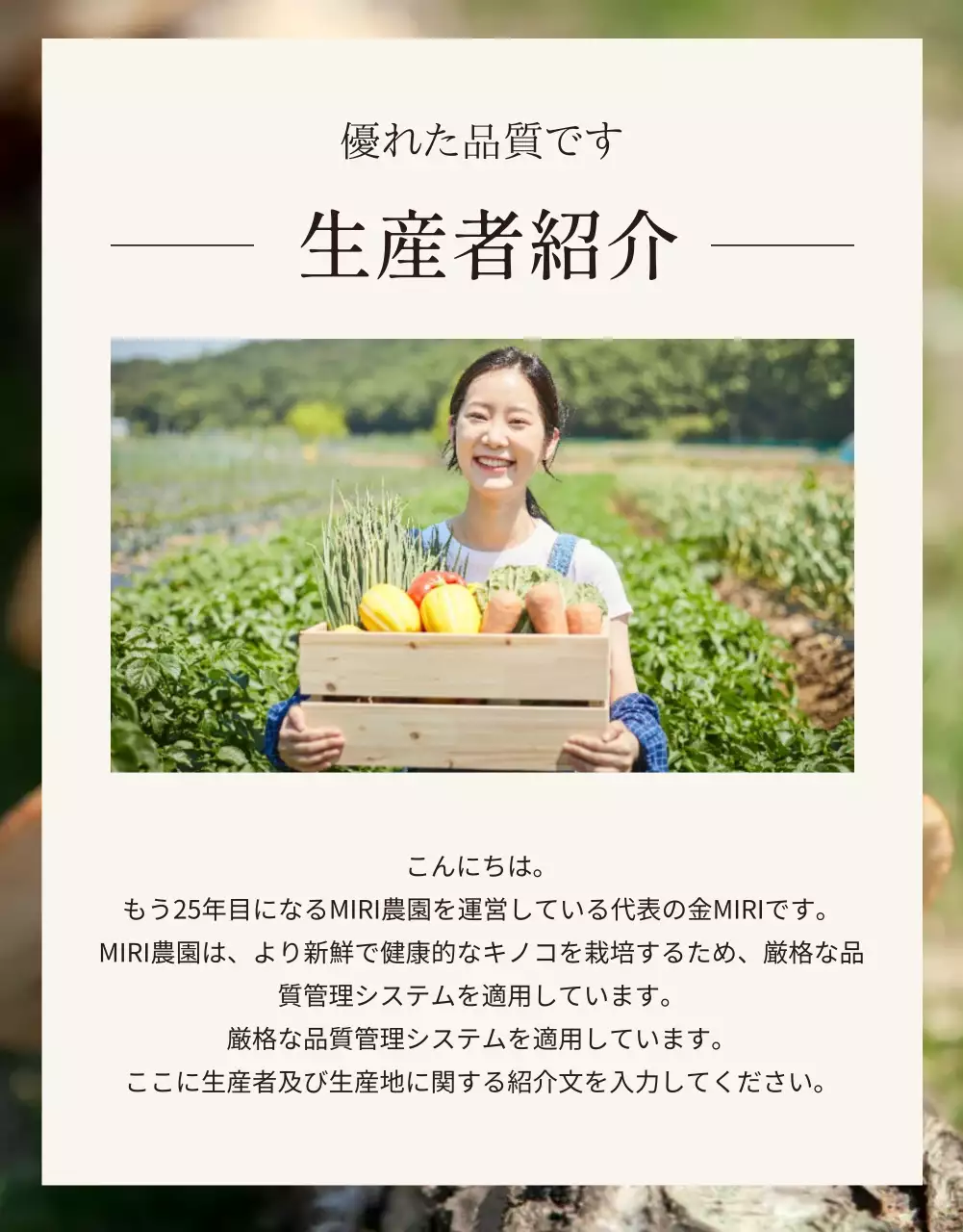 茶色 シンプル しいたけ パンフレット 詳細ページ