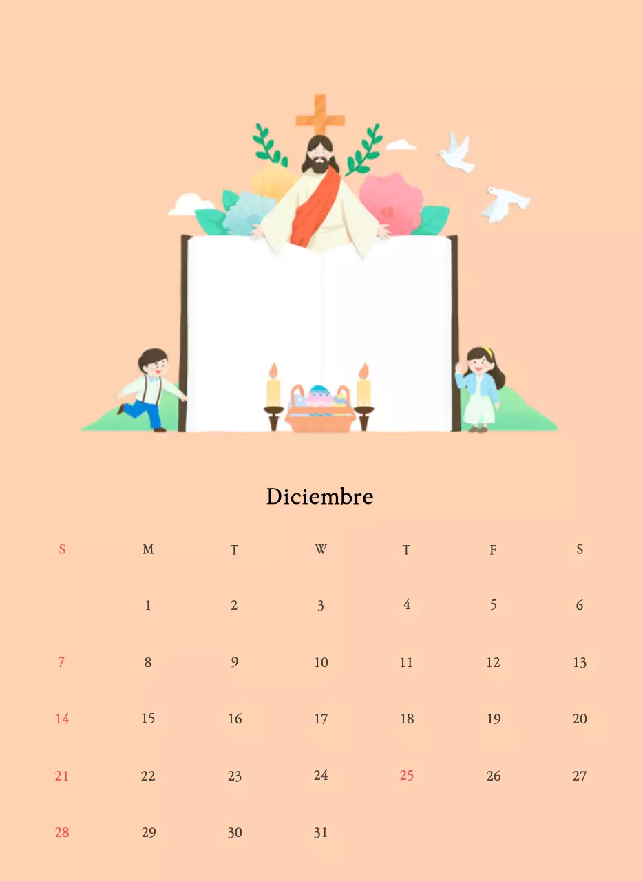 Colores cálidosIglesias con simpáticas ilustraciones