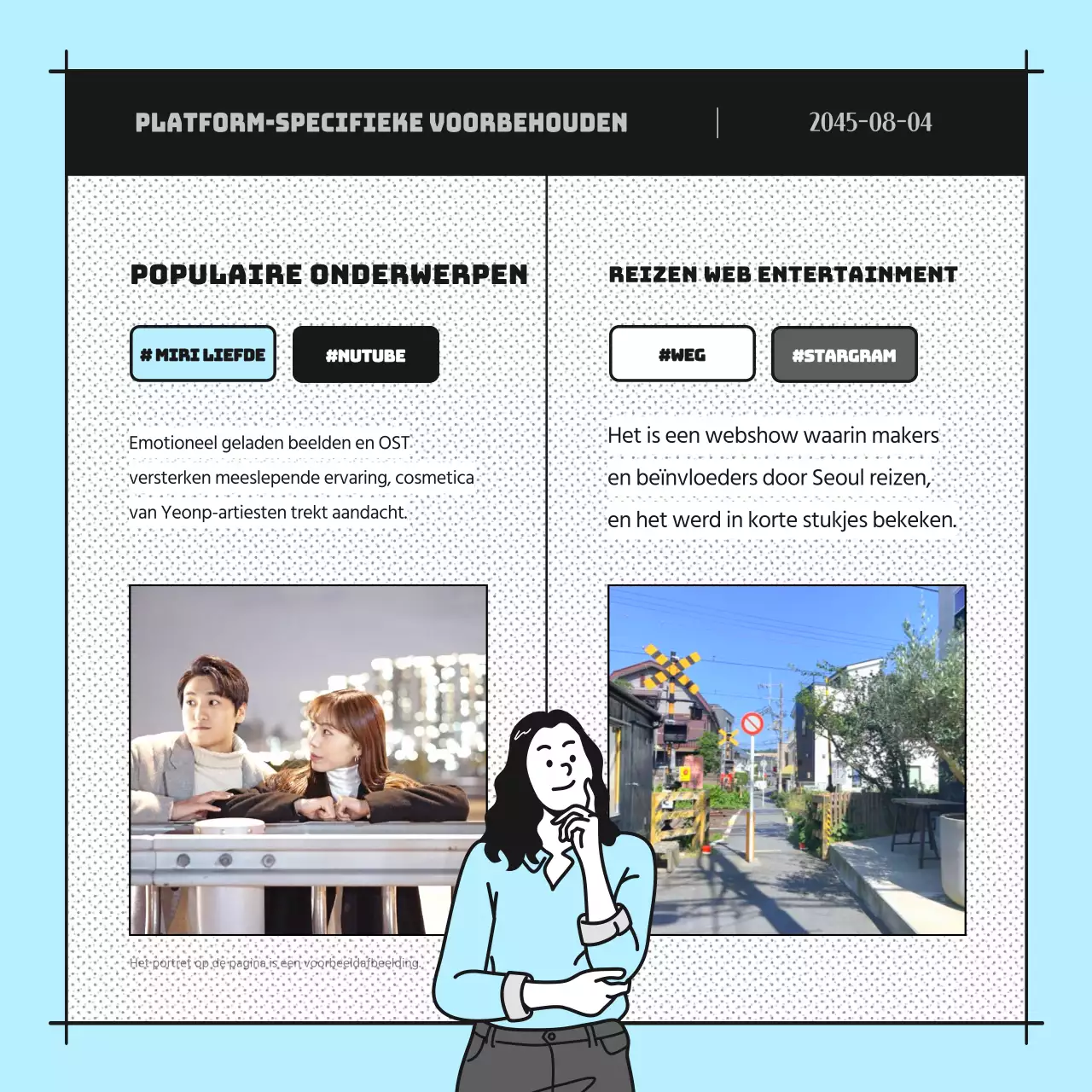 Een lichtblauwe cartoonnieuwsbrief promoten