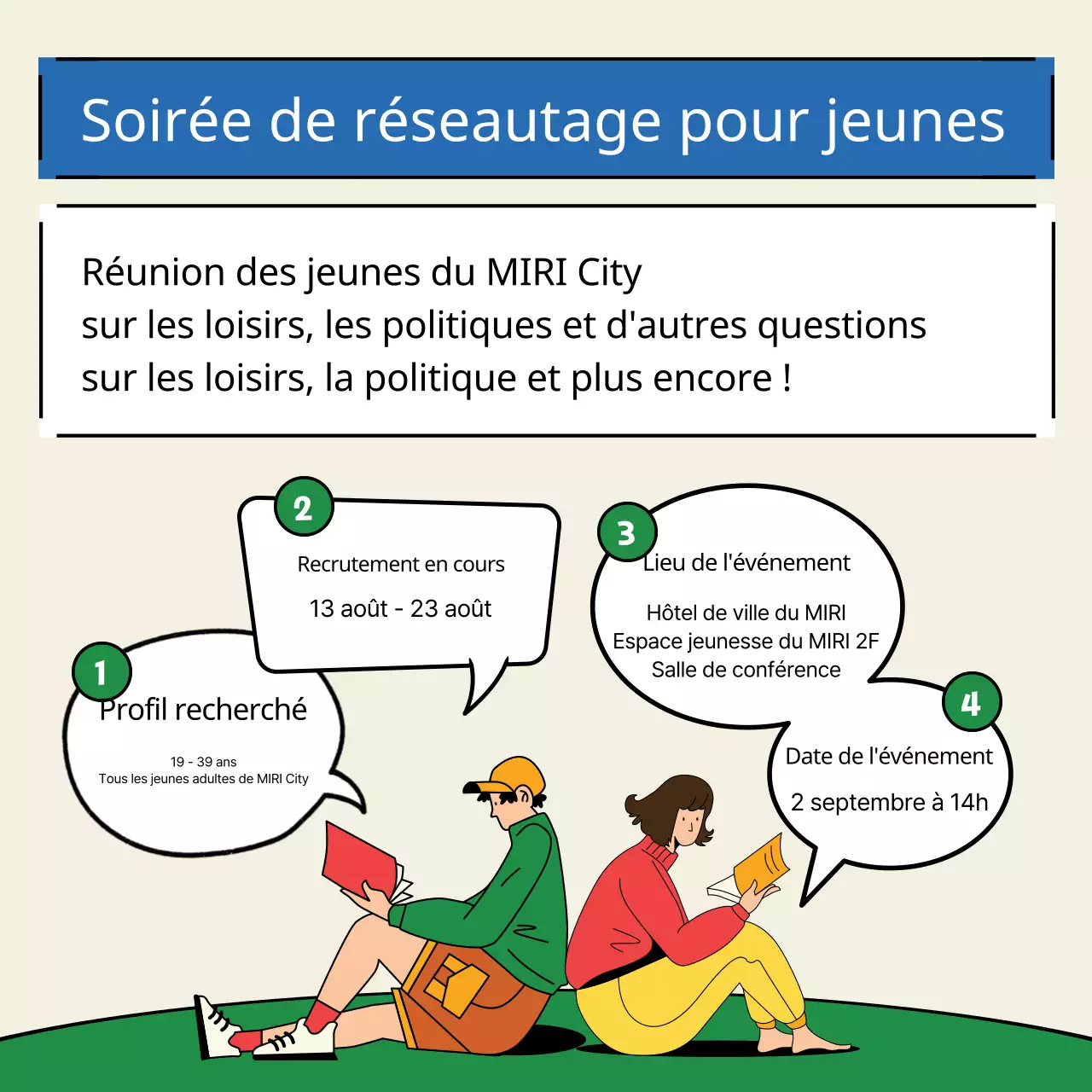 Promouvoir une fête kitsch jaune et verte pour la mise en réseau des jeunes