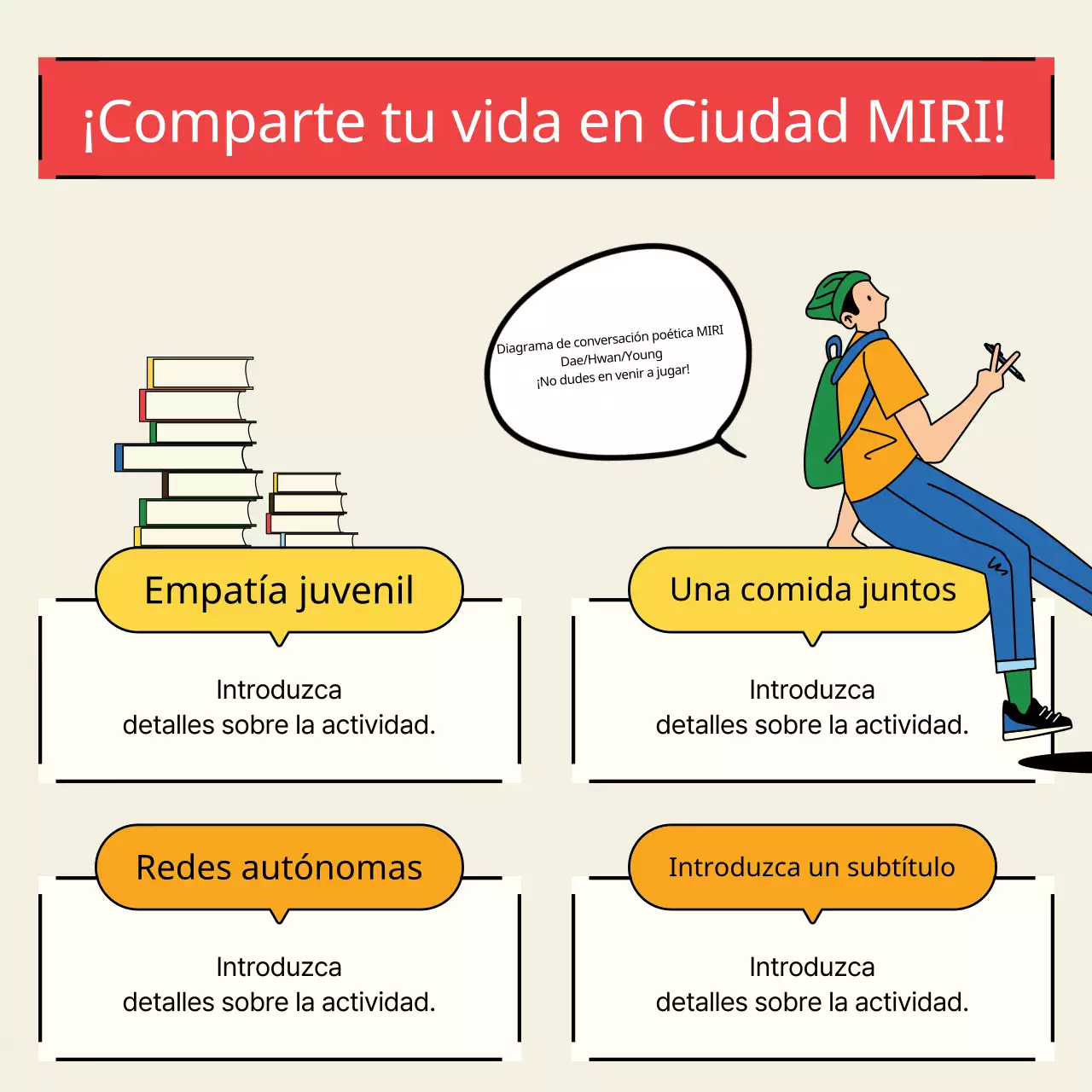 Promover una fiesta kitsch amarilla y verde para crear redes de jóvenes