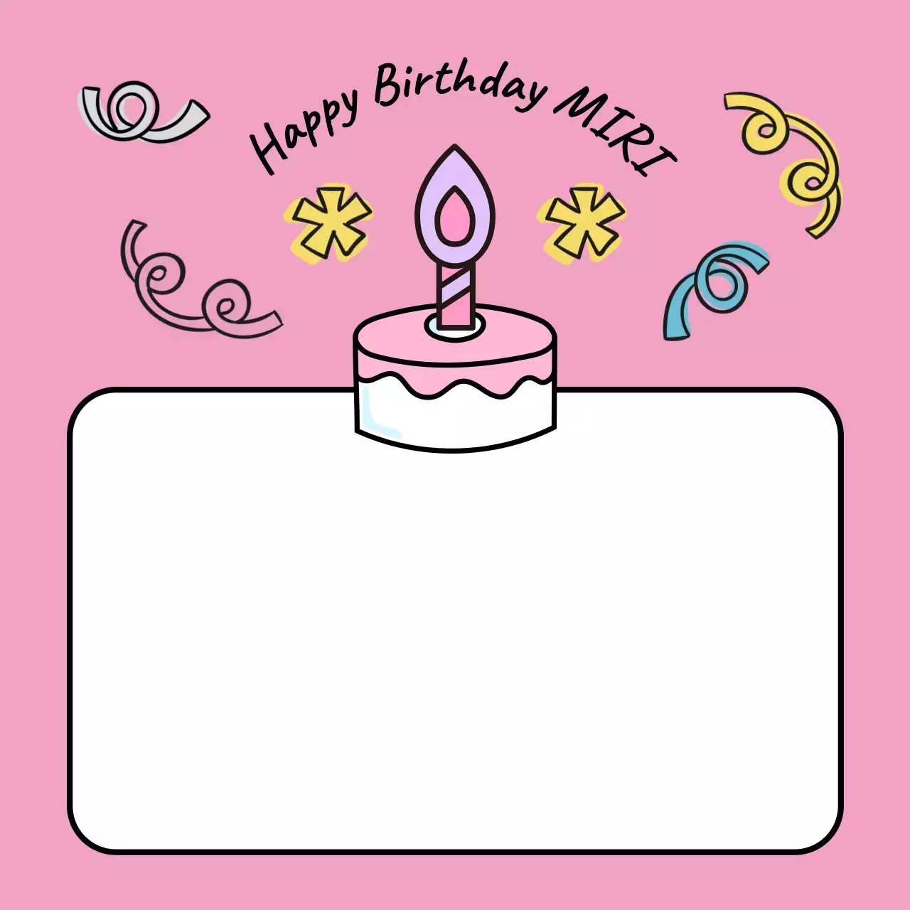 A cute happy birthday note in pink and yellow
