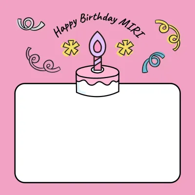 A cute happy birthday note in pink and yellow