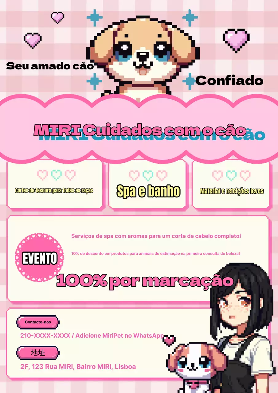 Evento de salão de beleza para cães rosa retro