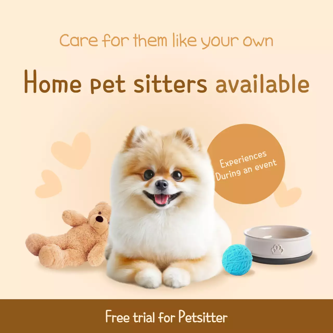 Posting Media Sosial Promosi Hewan Peliharaan Sederhana Beige