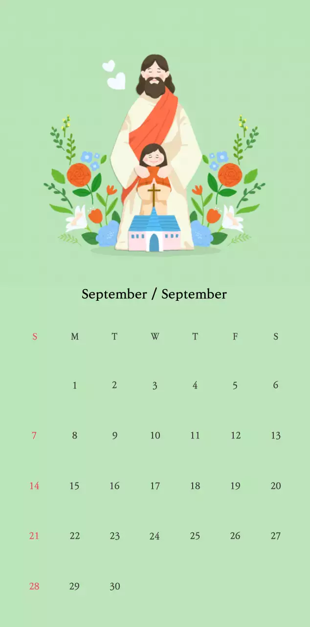 Warme FarbenKirchen mit niedlichen Illustrationen