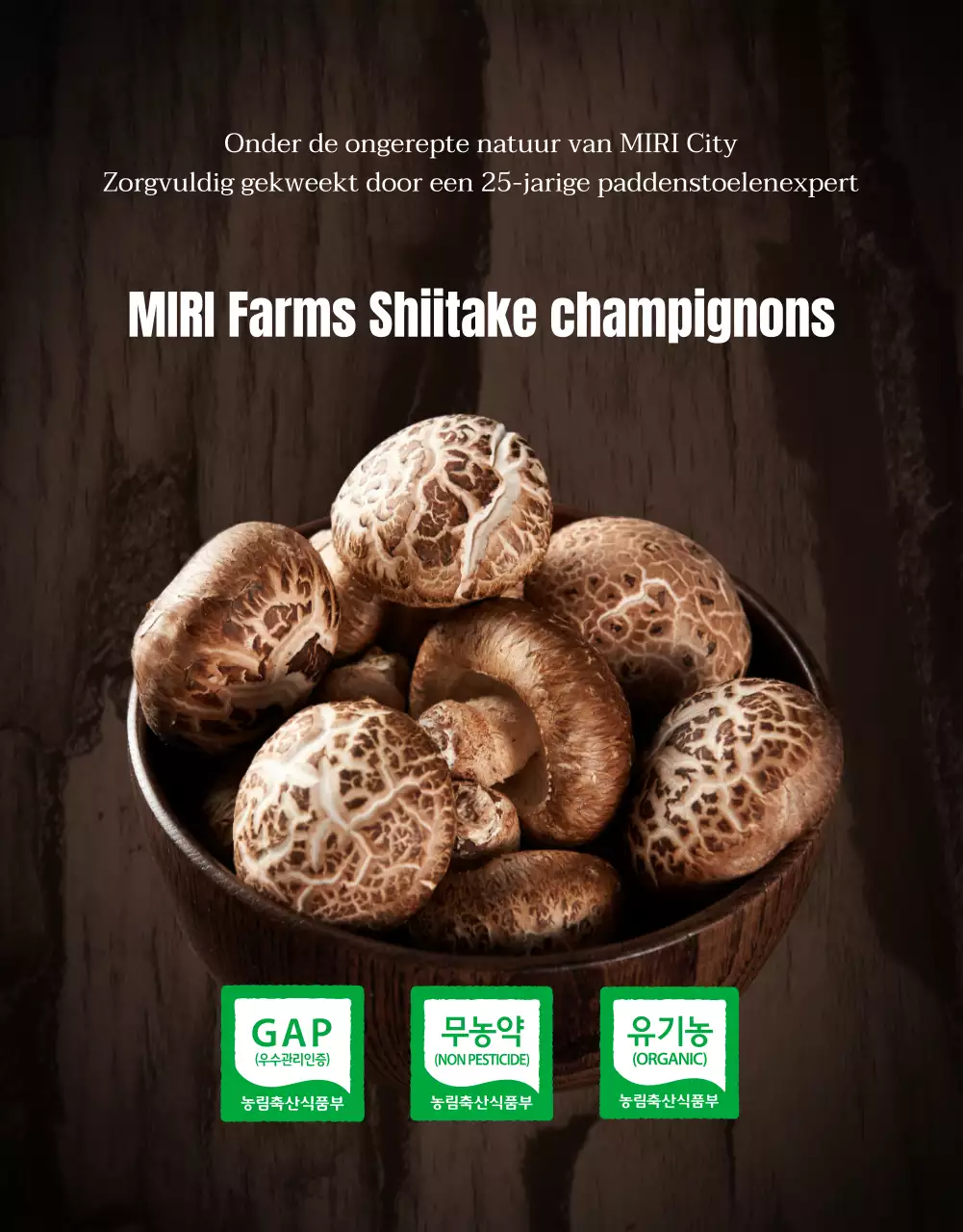 Bruine, nette shiitake champignons ad