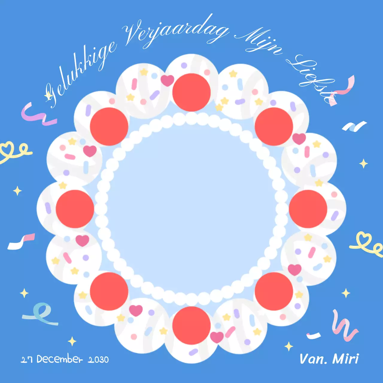 Schattig notitieblok met gelukkige verjaardagstaart in blauw en rood