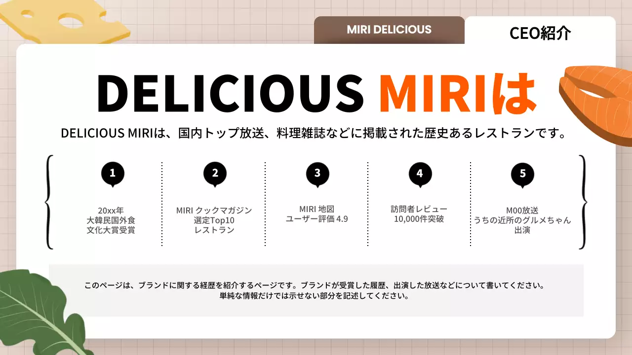 カラフル シンプル 飲食店 プレゼンテーション