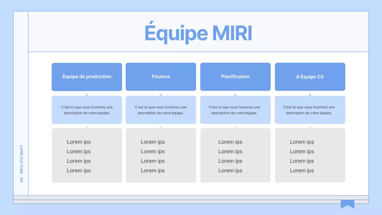Un guide pour un livre de culture d'entreprise simple et bleu clair