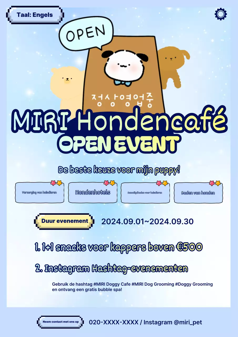 Openingsceremonie voor het lichtblauwe hondencafé