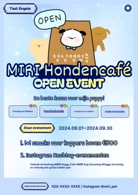 Openingsceremonie voor het lichtblauwe hondencafé