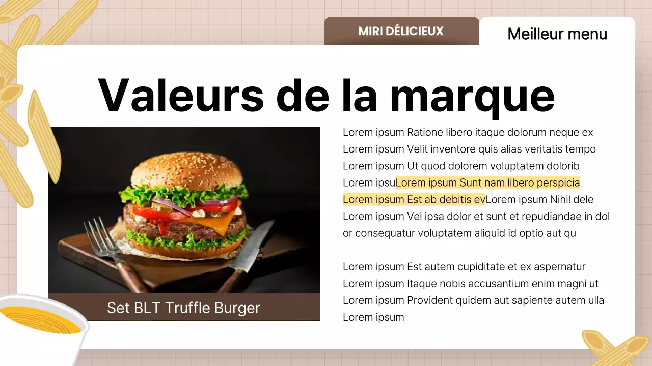 Promouvoir les produits jaunes pour restaurants