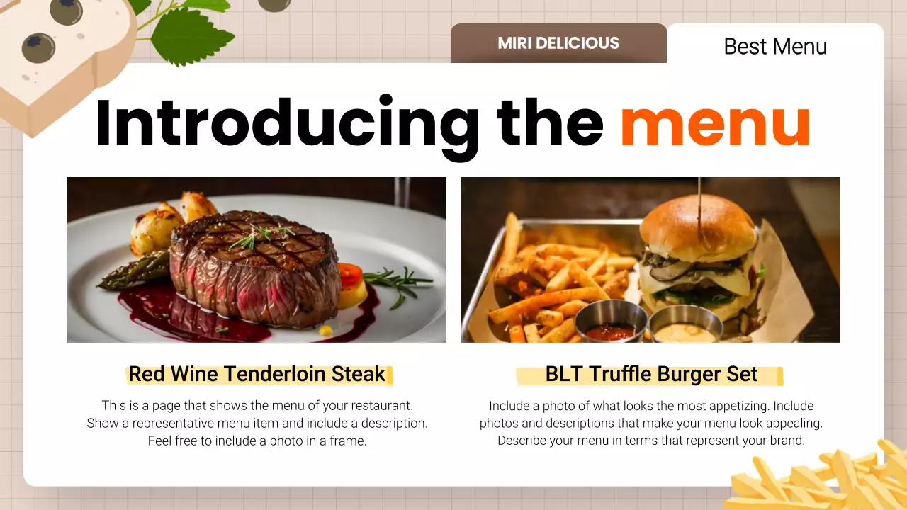 Orange Modern Restaurant Guide Presentation