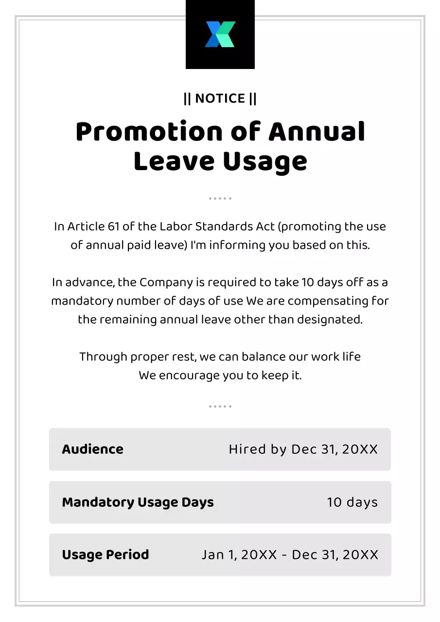 Black Minimal Leave Notice