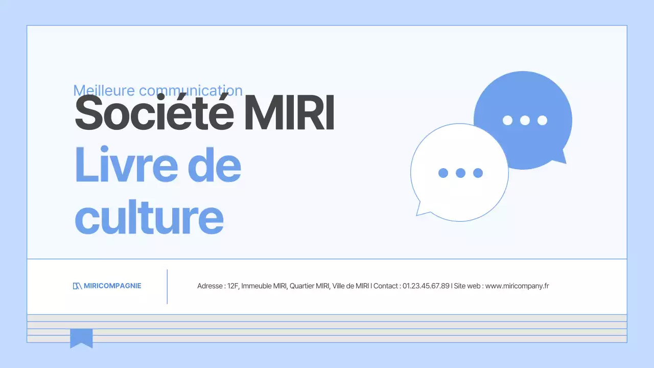 Un guide pour un livre de culture d'entreprise simple et bleu clair