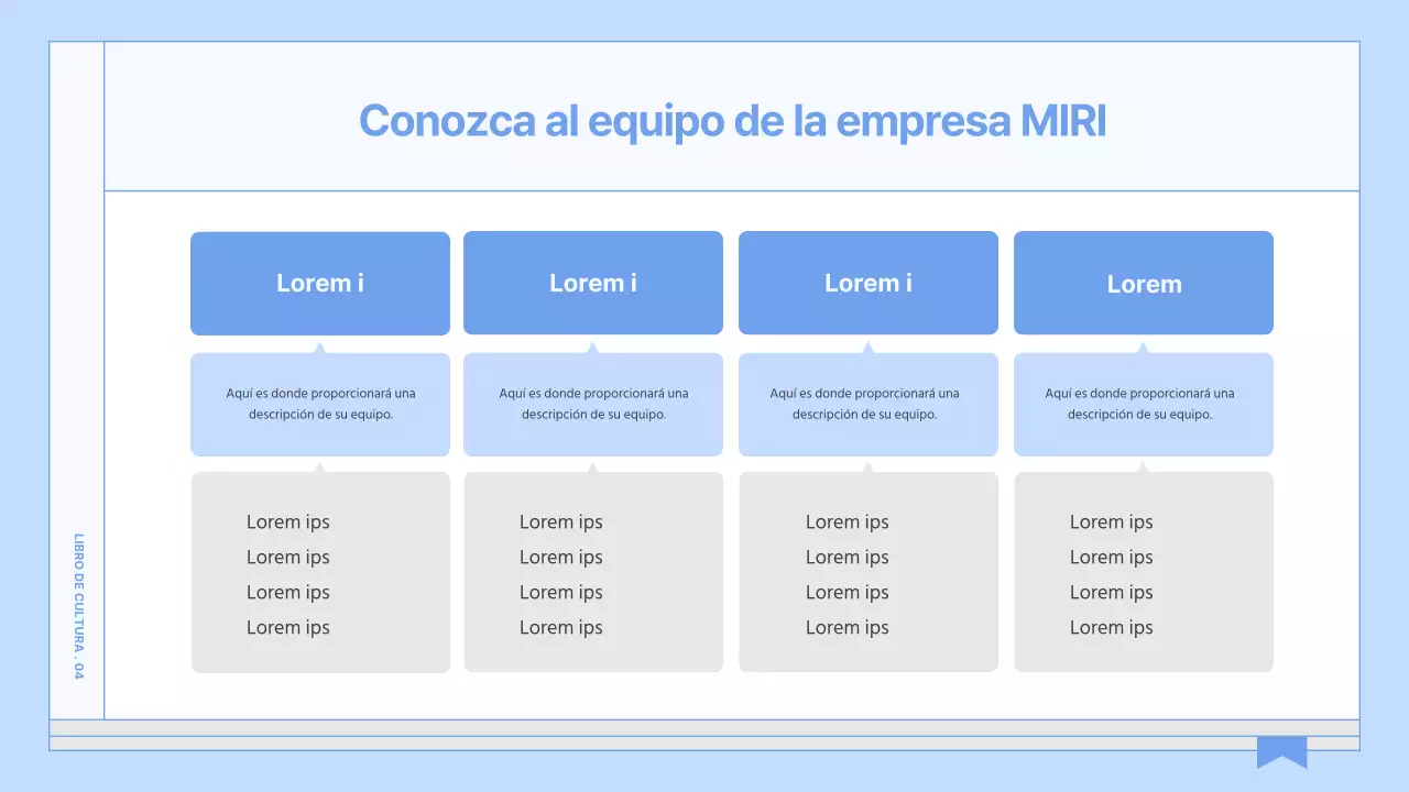 Guía para un libro de cultura empresarial sencillo y de color azul claro