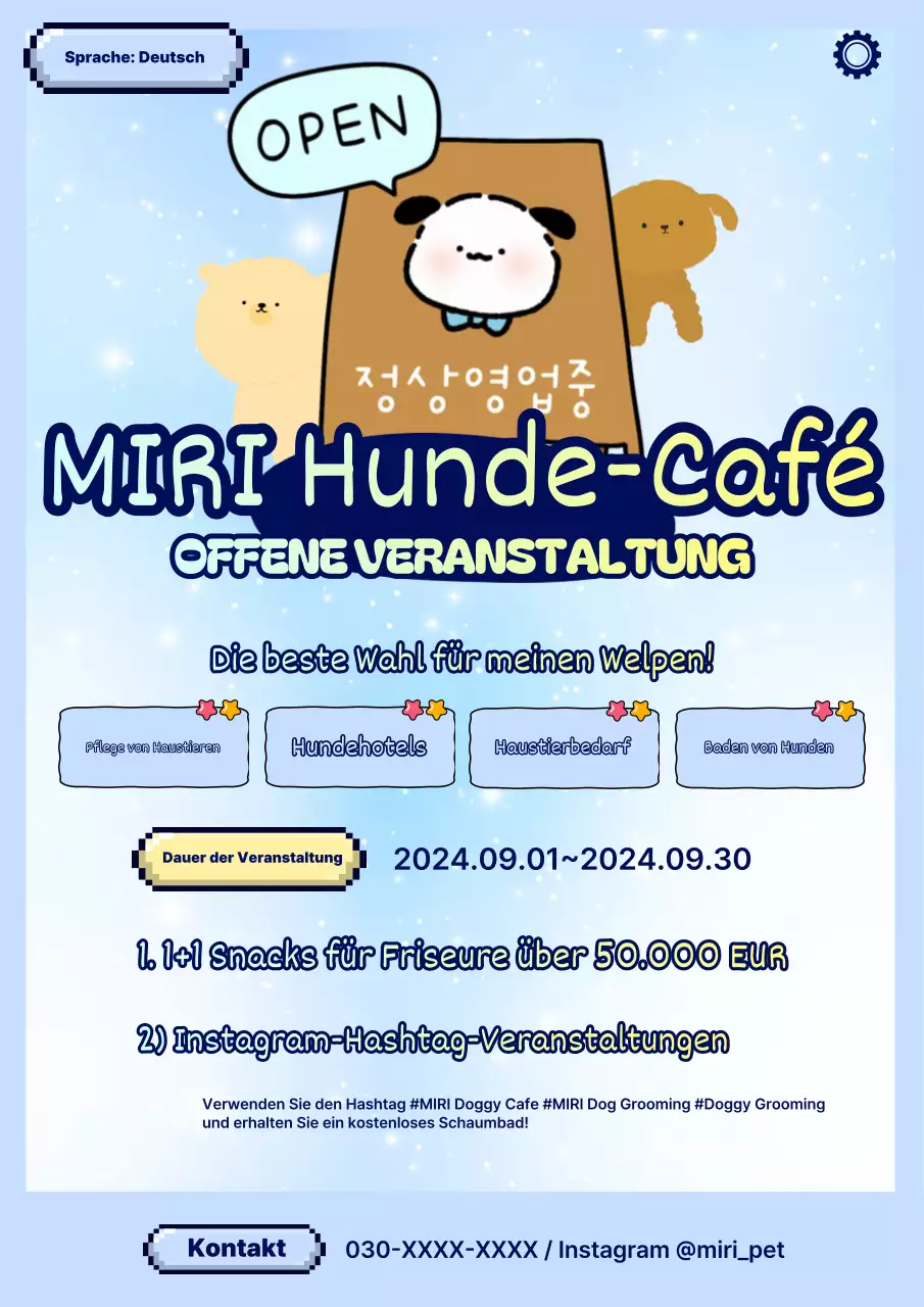 Eröffnungsfeier für das hellblaue Hundecafé