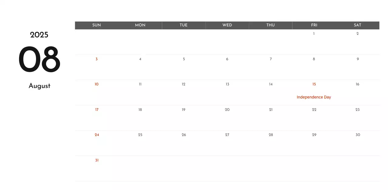 A simple corporate calendar in gray