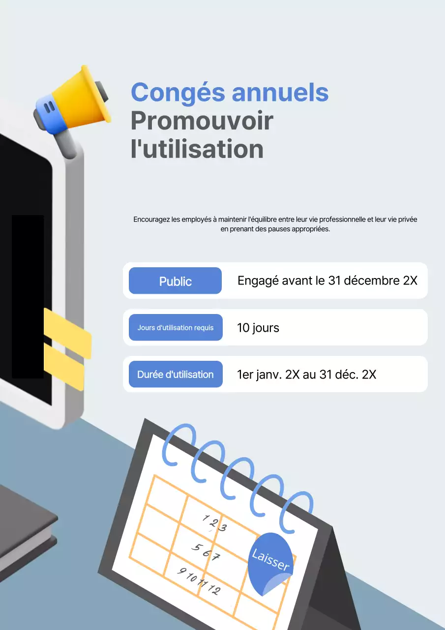 À propos du congé annuel Blue Modern