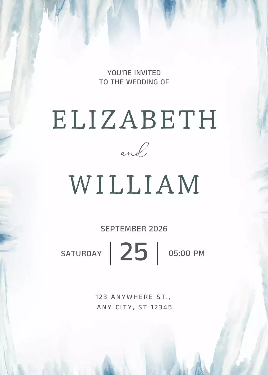 Thiệp cưới màu xanh thanh lịch