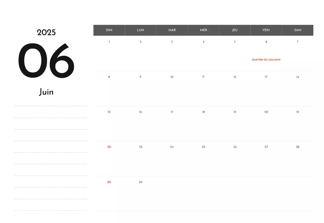 Un calendrier d'entreprise simple en gris