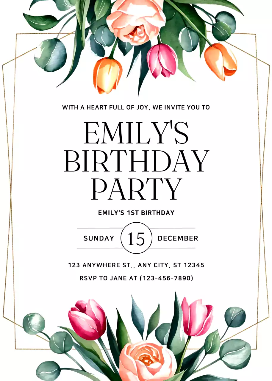 Thiệp mời sinh nhật hoa hồng