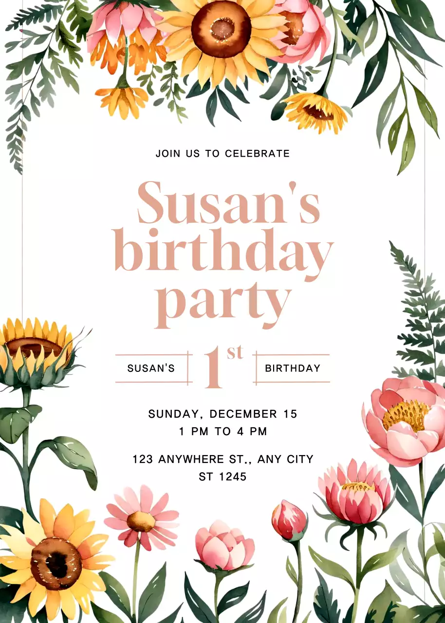 Thiệp mời sinh nhật hoa hồng