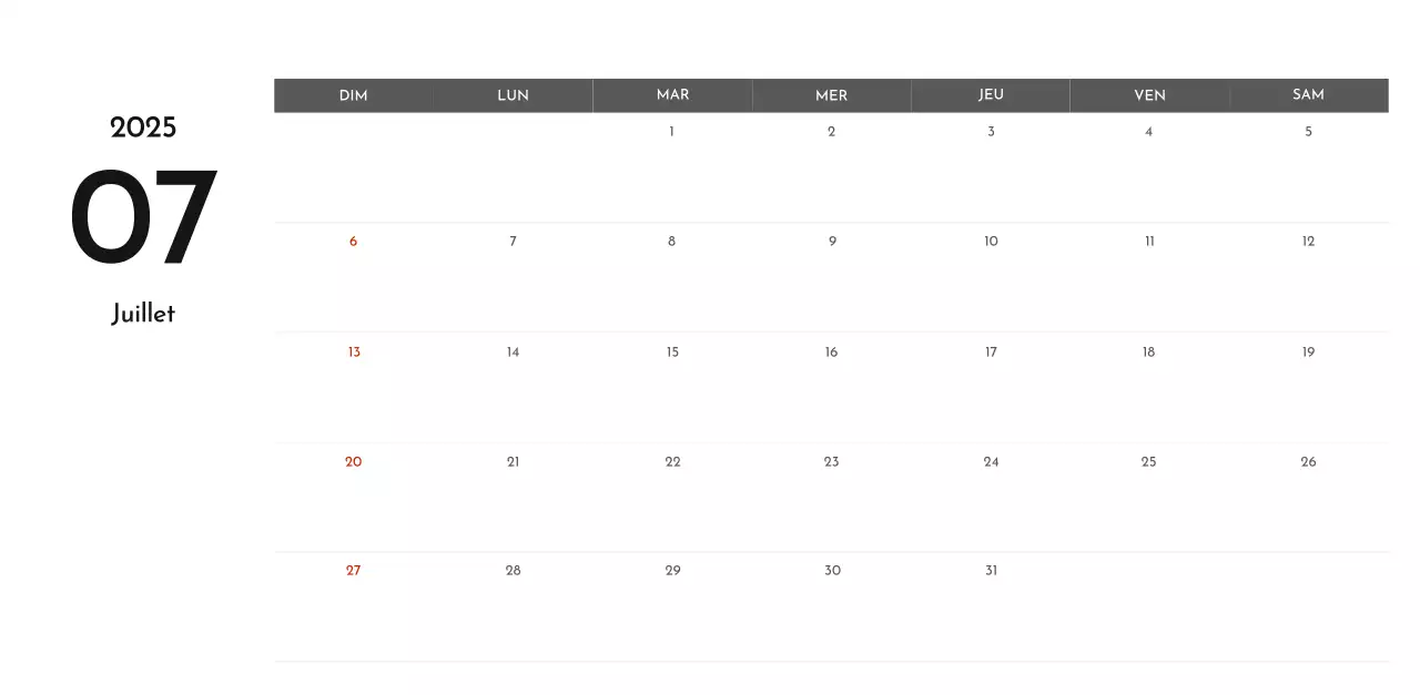 Un calendrier d'entreprise simple en gris