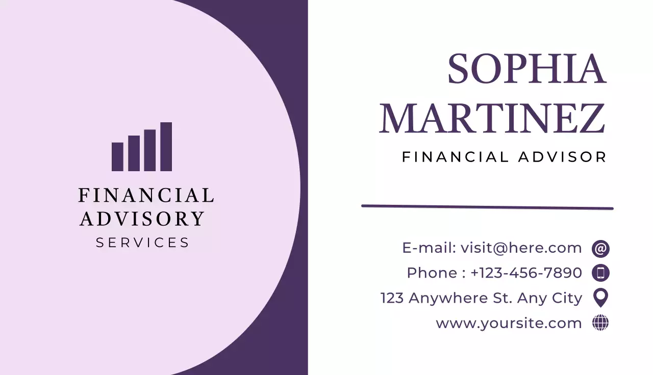 Purple Modern Financial Business Card