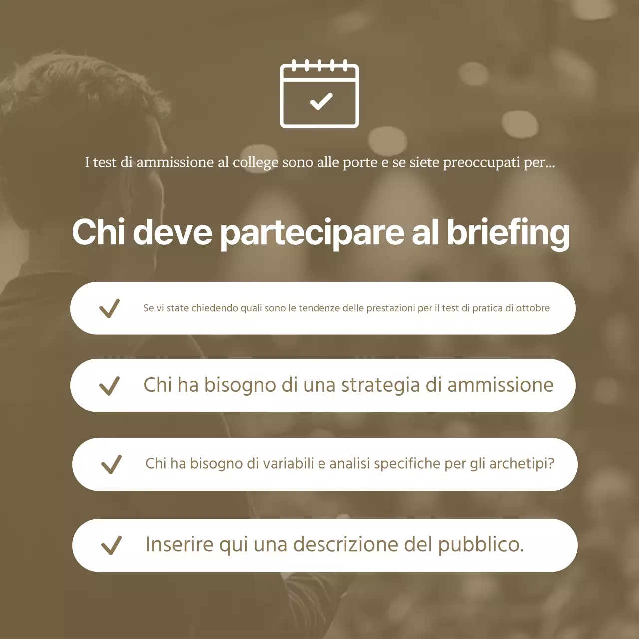 Promuovere una strategia di briefing universitario semplice e beige