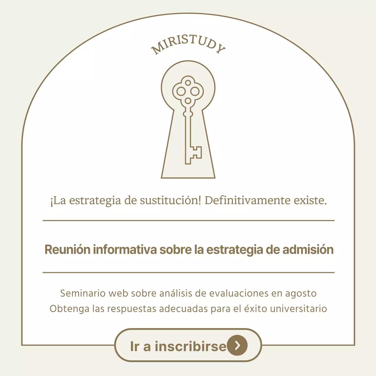 Promover una sesión informativa sobre la estrategia universitaria beige y sencilla