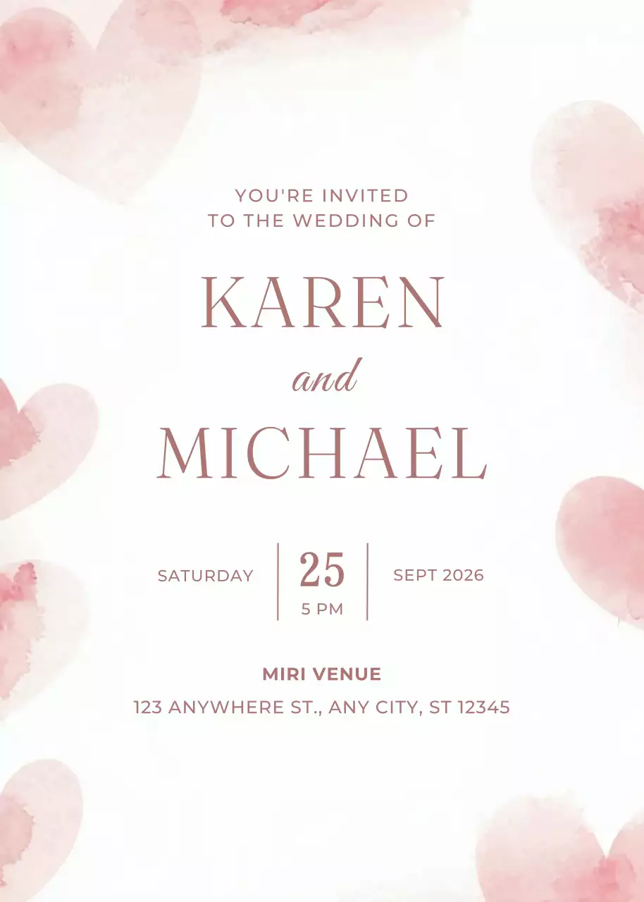 Undangan Pernikahan Elegan Berwarna Merah Muda